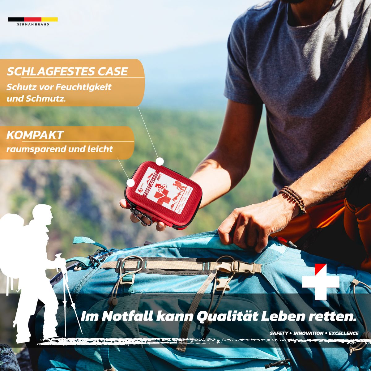 Outdoor Premium Erste-Hilfe-Set PRO -35 Teile inkl. Kompass, Pfeife