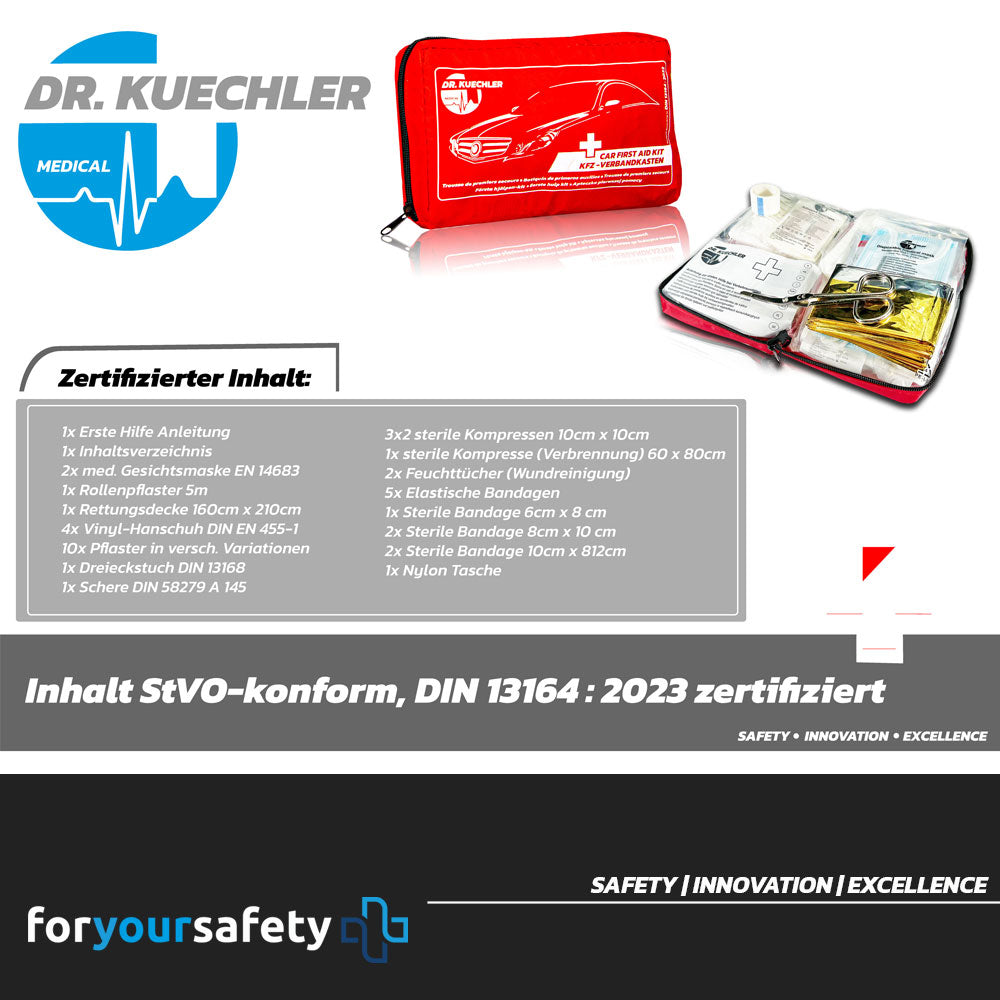 Qualitäts- KFZ Verbandstasche, Auto, PKW Verbandskasten 2023