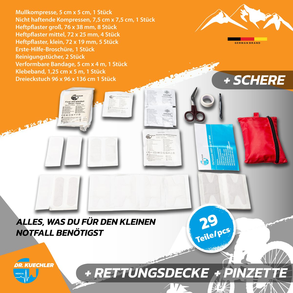 Dr. Kuechler Mini Erste Hilfe Set – 15x10x3 cm, klein und leicht