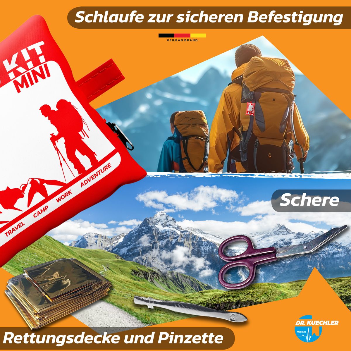 Dr. Kuechler Mini Erste Hilfe Set – 15x10x3 cm, klein und leicht