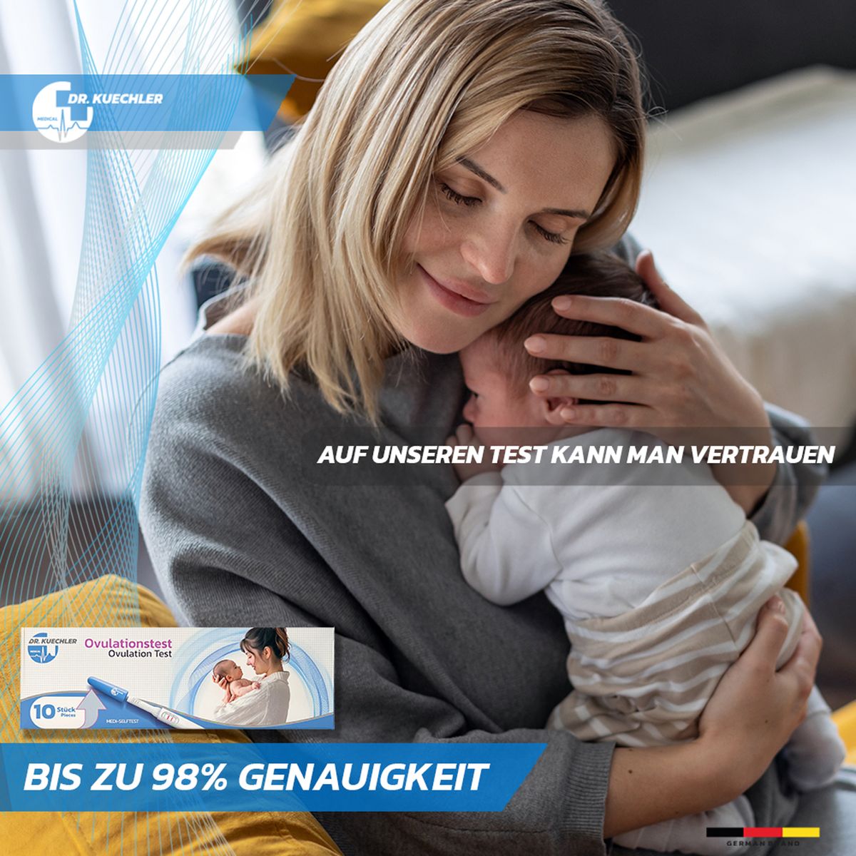 Dr. Kuechler Medical Ovulationstest 10 Stück - Extrem Sensibler LH Schnelltest 10 Miu für Kinderwunsch und fruchtbare Tage - Eisprungtest für Frauen, Ergebnis in 5-10 Minuten