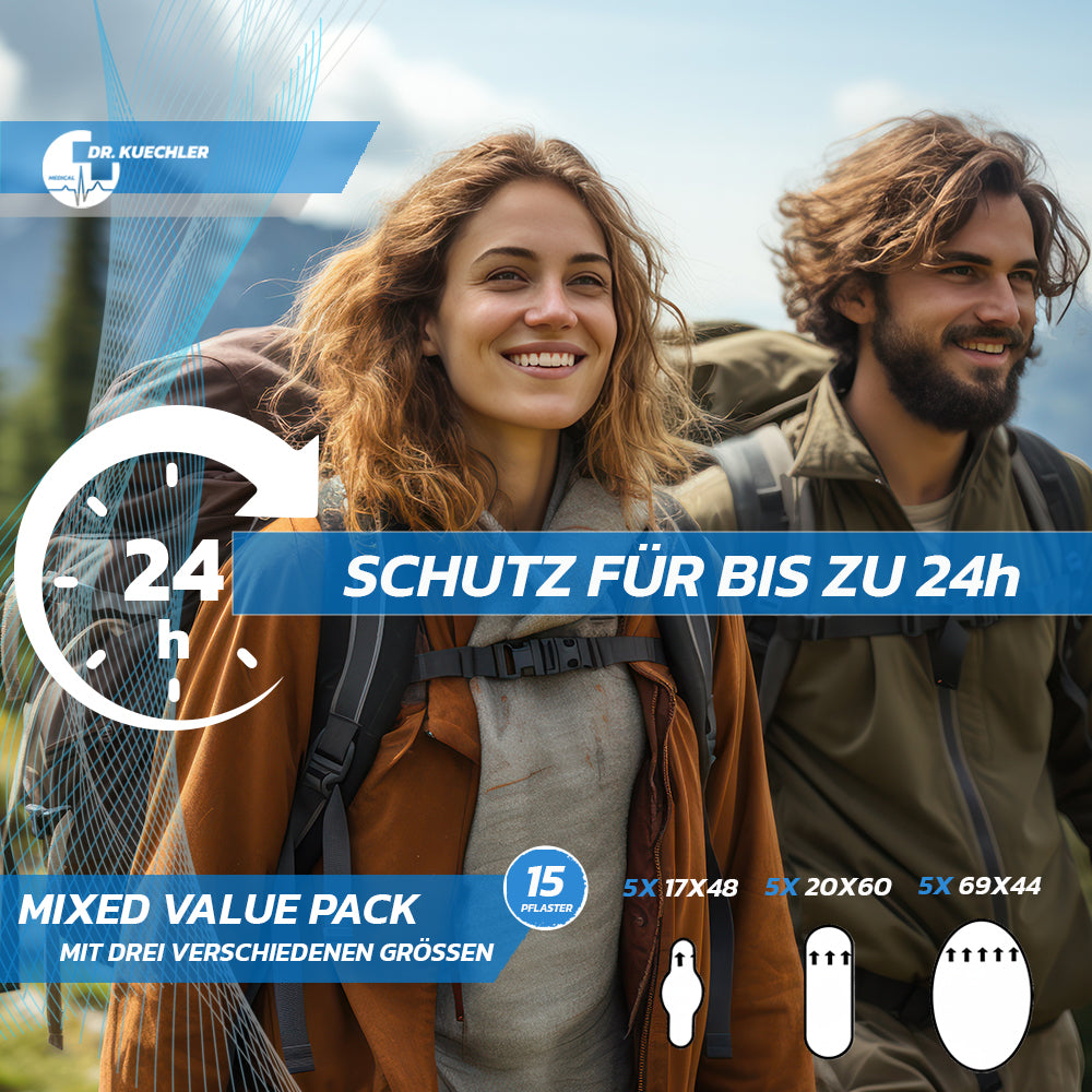 Dr.Kuechler Medical 15 Stück Hydrocolloid Blasenpflaster 3 verschiedene Größen