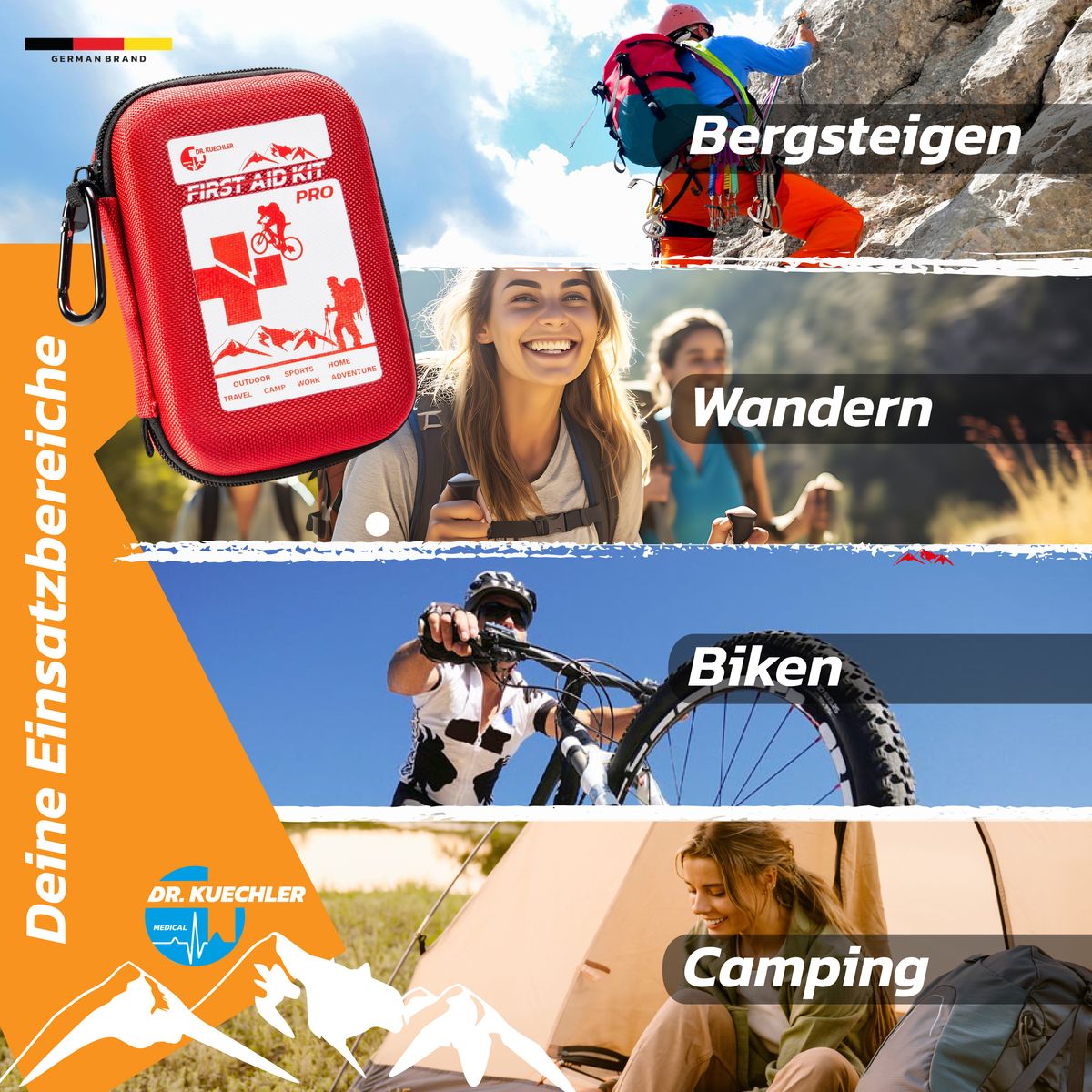 Outdoor Premium Erste-Hilfe-Set PRO -35 Teile inkl. Kompass, Pfeife
