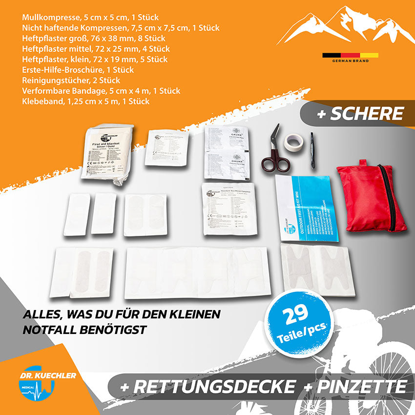 Dr. Kuechler Mini Erste Hilfe Set – 15x10x3 cm, klein und leicht